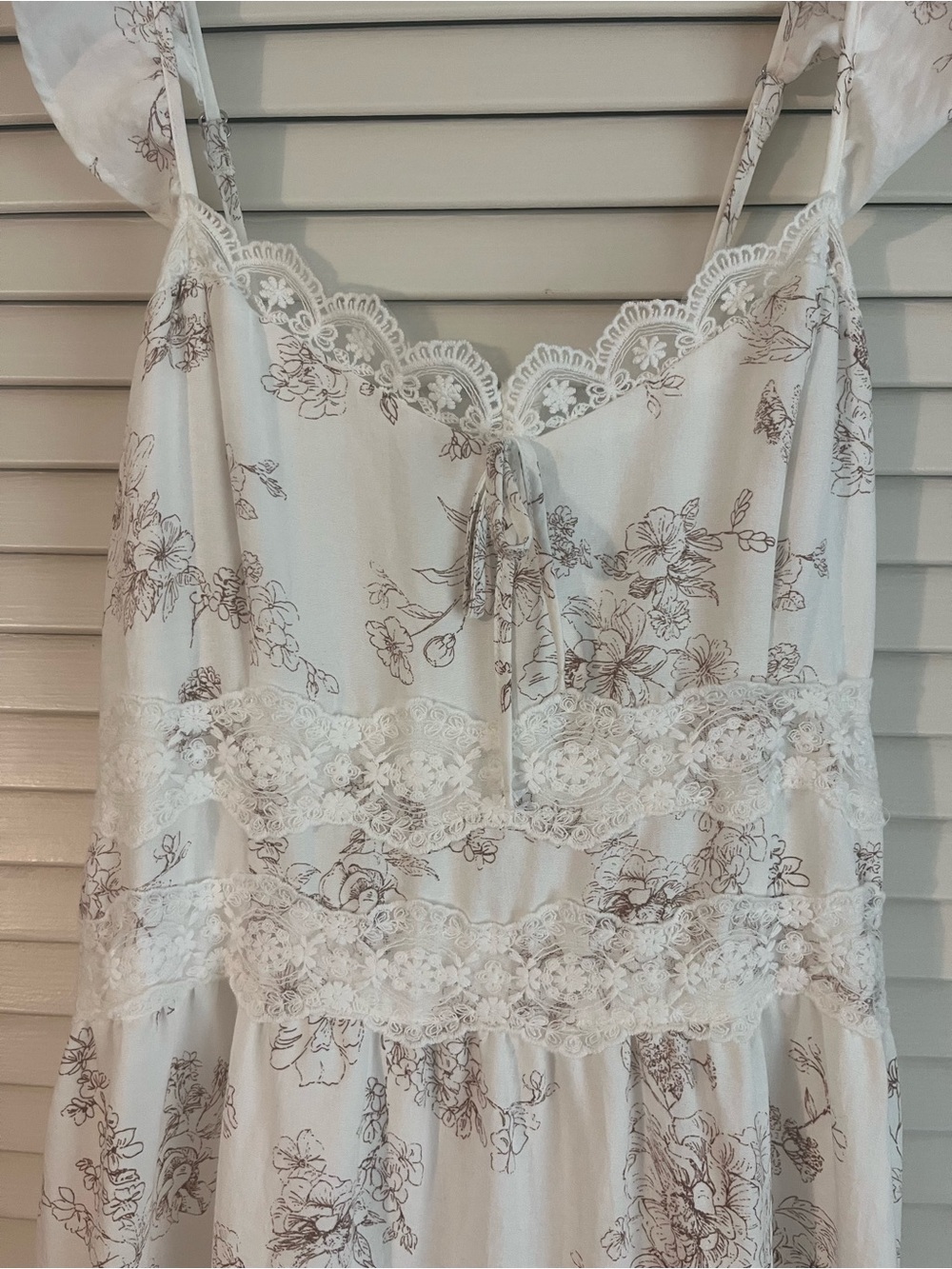 Altar'd State Stella Ivory Floral Lace Tiered Midi Dress - Picture 7 of 14